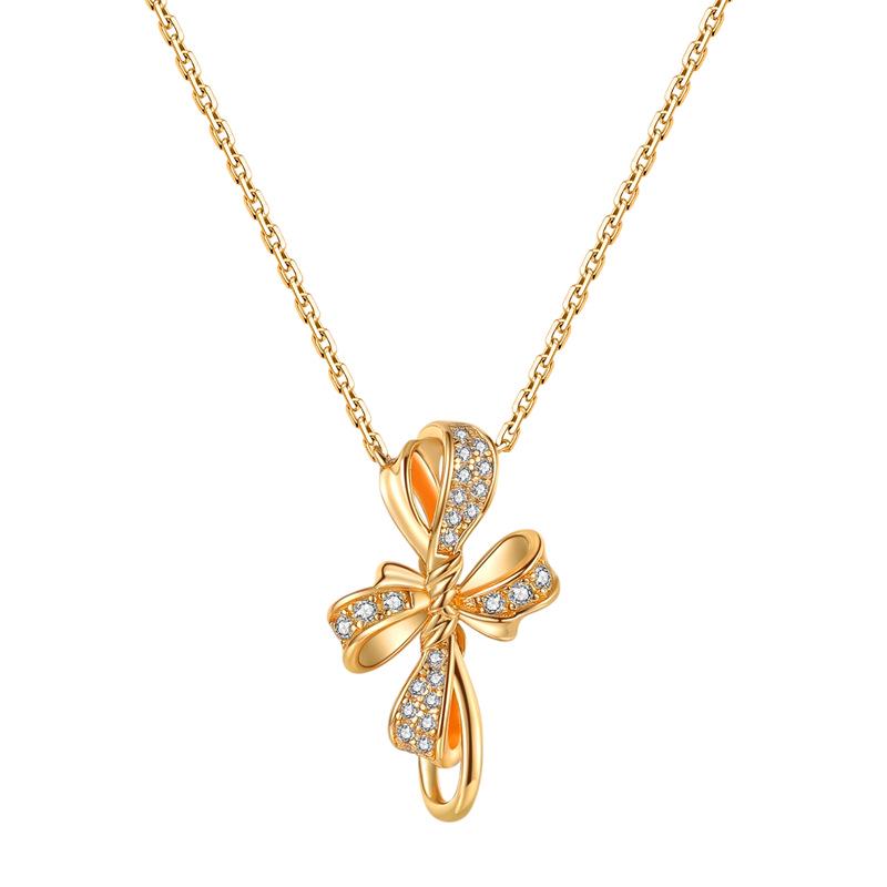 

Gold-Plated S925 Sterling Silver Bow Pendant Necklace: Fashionable, Cute, and Versatile Design for Women. 925 Silver