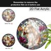Acrylic Lop-Eared Rabbit with Flowers Suncatcher, Stained Glass Effect Window Hanging Ornament for Animal Lover Gifts
