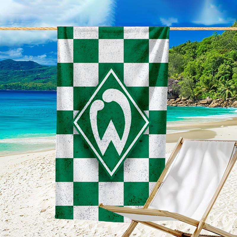 Green Bremen Emblem Beach Towel - Soft, Absorbent Microfiber, Lightweight, Ideal for The Beach, Parties, Travel, Camping fan gifts