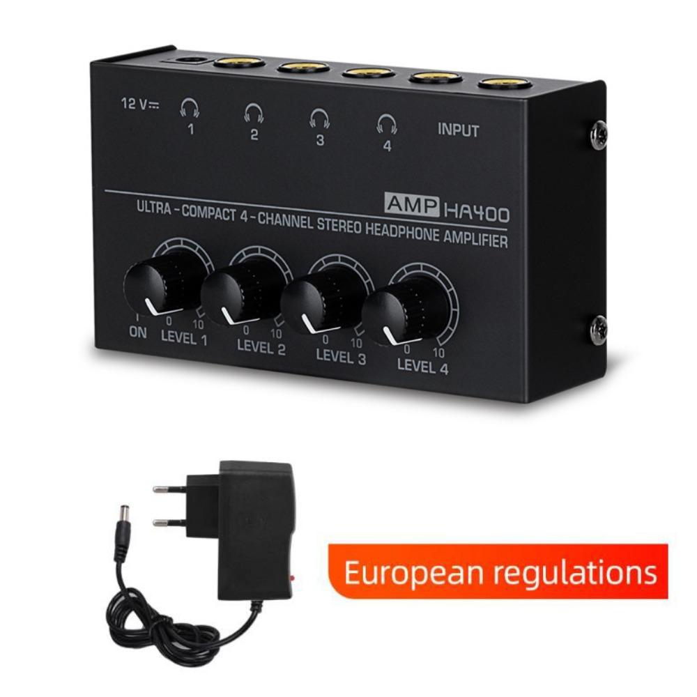 4 Channels Stereo Headphone Amplifier Ultra-Compact With Power Adapter HA400 Headphone Amplifier