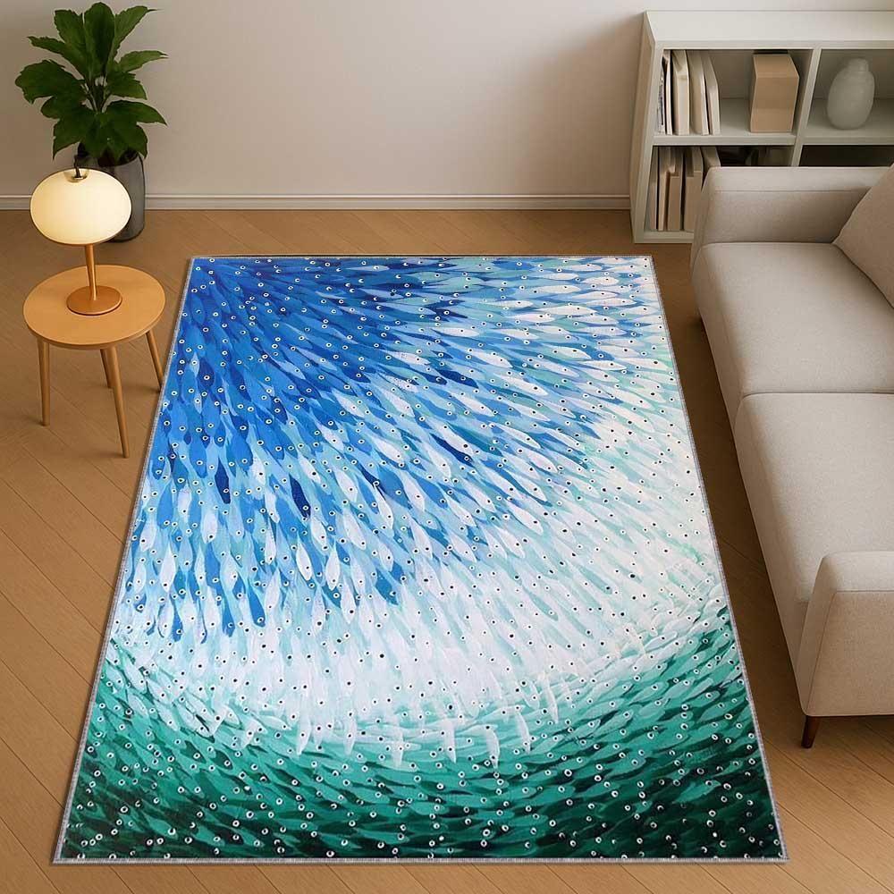 

Colorful Fish School Print Carpet Underwater World Printed Floor Mat Living Room Bedroom Foyer Nordic Style Decorative Carpet 40x60cm