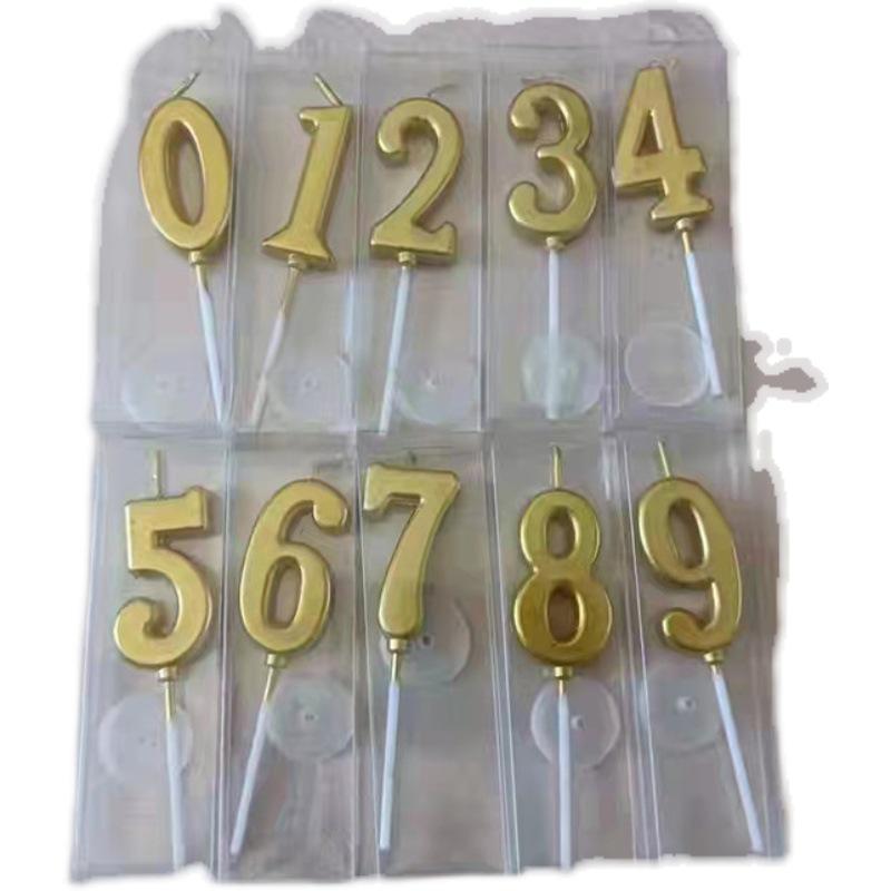 Gold-Plated Number Candle Set (50 Pieces) - Free Shipping, One-Year-Old Birthday Cake Decorations
