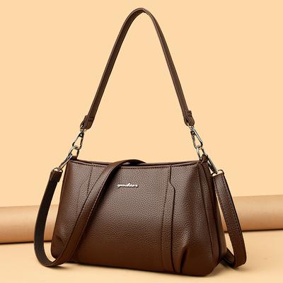 Soft Leather Retro Women's Bag Single Shoulder Crossbody Bag, Fashionable and Casual Mom Bag