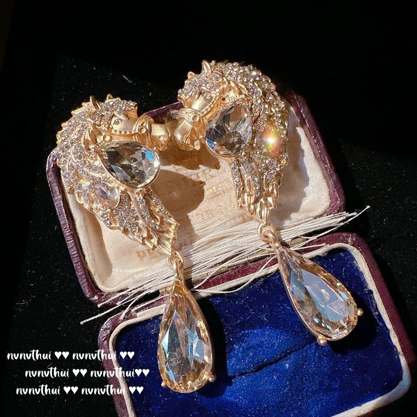 Пиратский Макарон Шампанское Капля Воды Камень Брошь Винтажная Покрытая 18-каратным Золотом, Единорог Капля Слезы Циркон Серьги