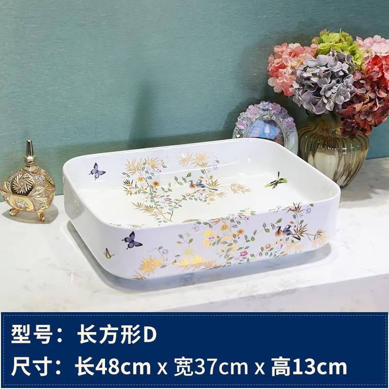 Art Ceramic Washbasin Bathroom Sink Lavatory Sink Ceramic Countertop Wash Basin Bathroom Vessel Sink Bowl for Vanity Top