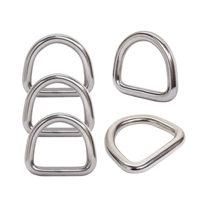 In-stock 316 Stainless Steel Semicircle Seamless Welded D-ring Kayak Surfboard Hardware Pull Buckle.