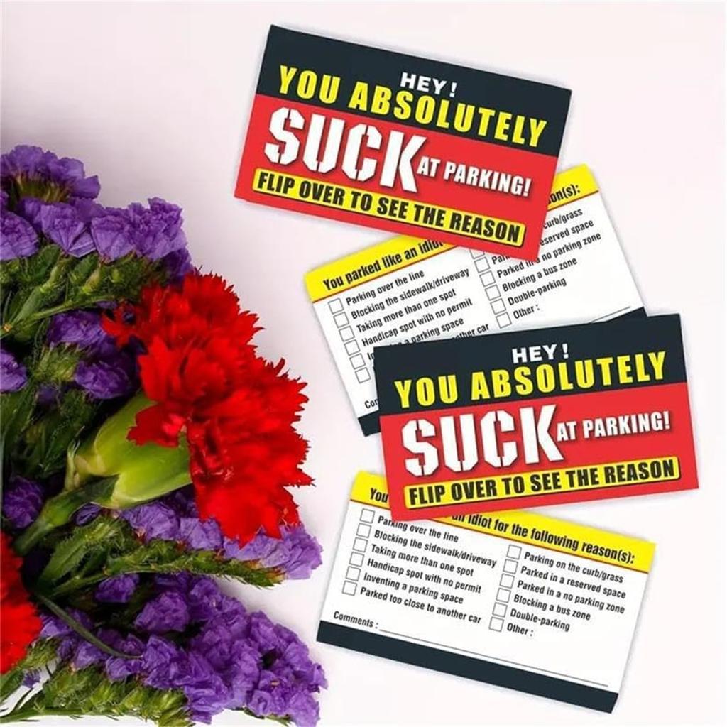 Parking Cards, You Absolutely Suck At Parking Cards, Parking Cards, Funny Parking Violation Tickets, Funny Hilarious Prank(50PC)