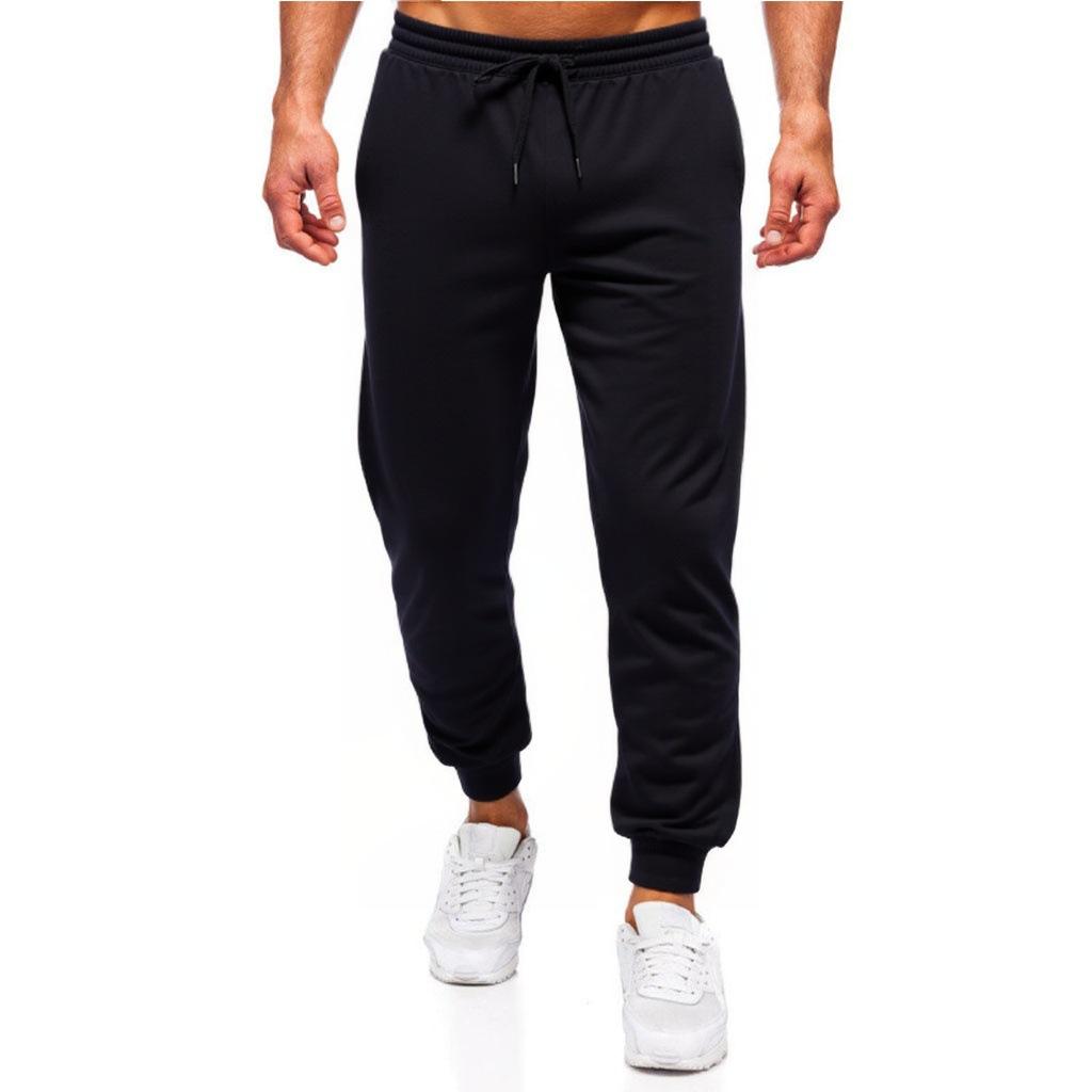 Spring and Autumn New Men's Solid Color Casual Sports Running Pants Tether Elastic Waist Tights