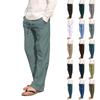 Men's Linen Loose Fitting Casual Lightweight Elastic Waist Straight Leg Trousers