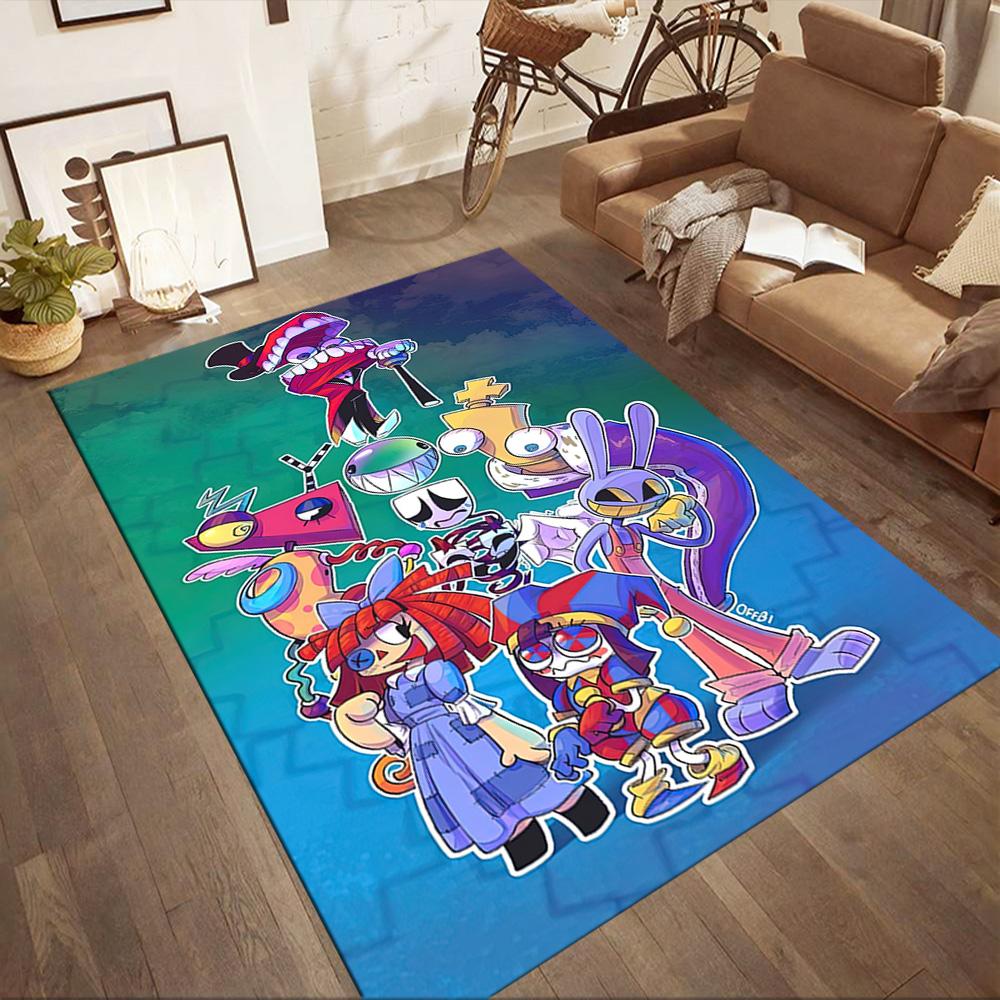 Digital Circus Floor Rug Office Rug Design for Playrooms Game Room Balcony Foyer Anti-slip Rug Decorate Offices Perfect Gift for Friends & Family