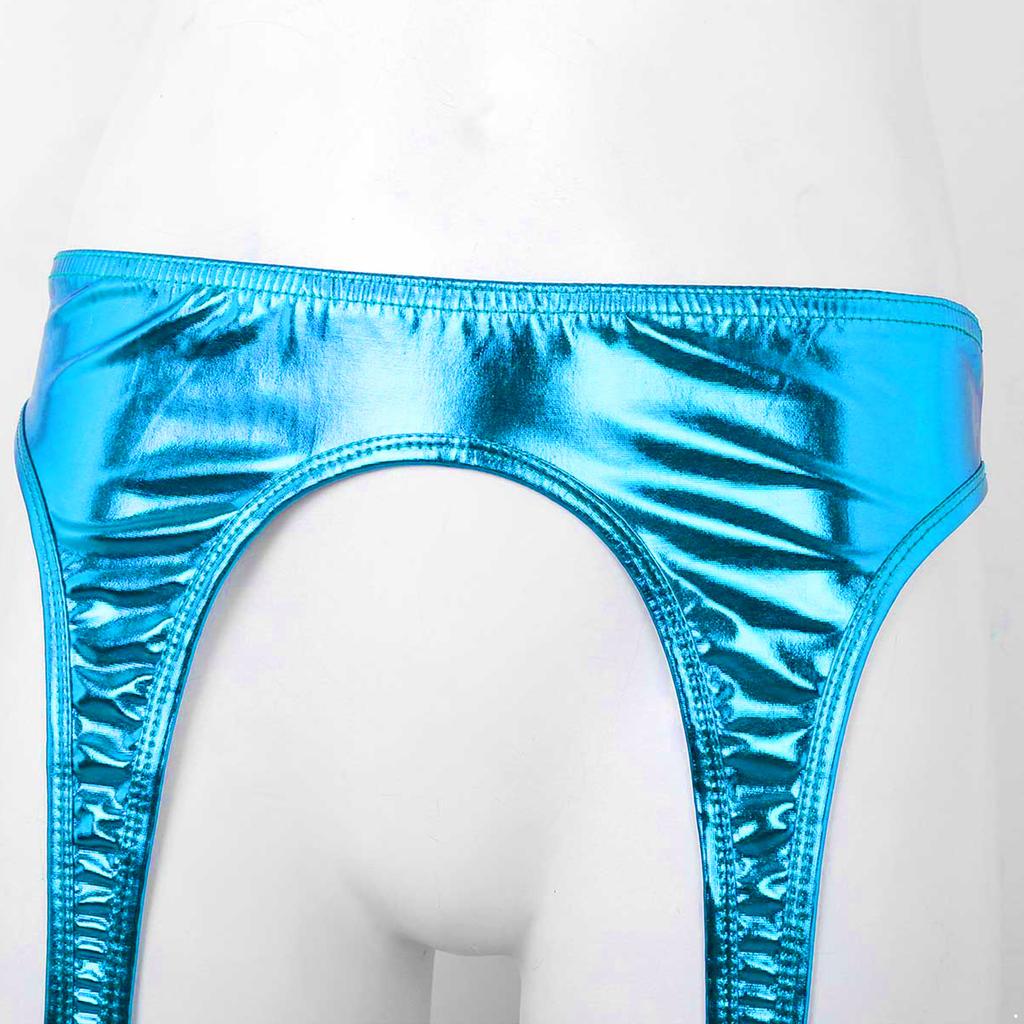 Spandex Womens Shiny Glossy Appearance Hologram Metallic Suspender Clips Stretchy Garter Belt
