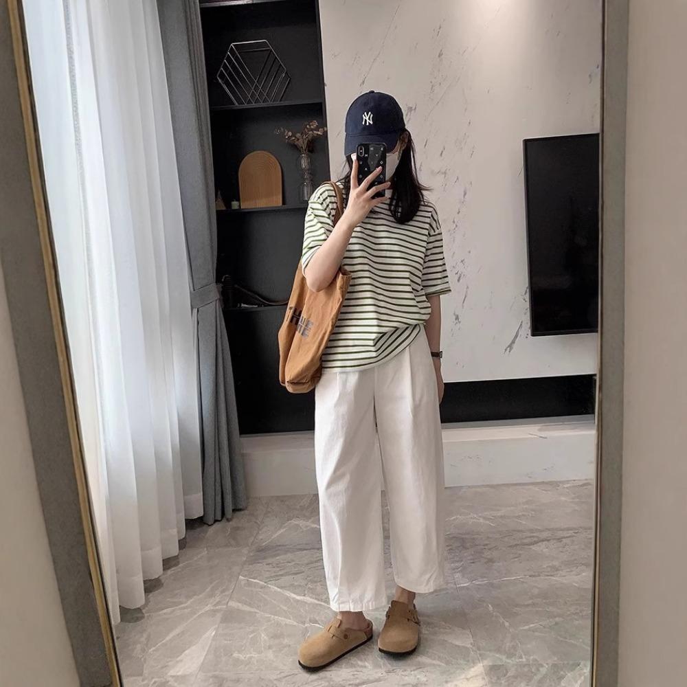 Cotton Balloon Pants Women Summer Thin Cropped Pants High Waist Harem Wide Leg Pants Loose Slimming Japanese Style