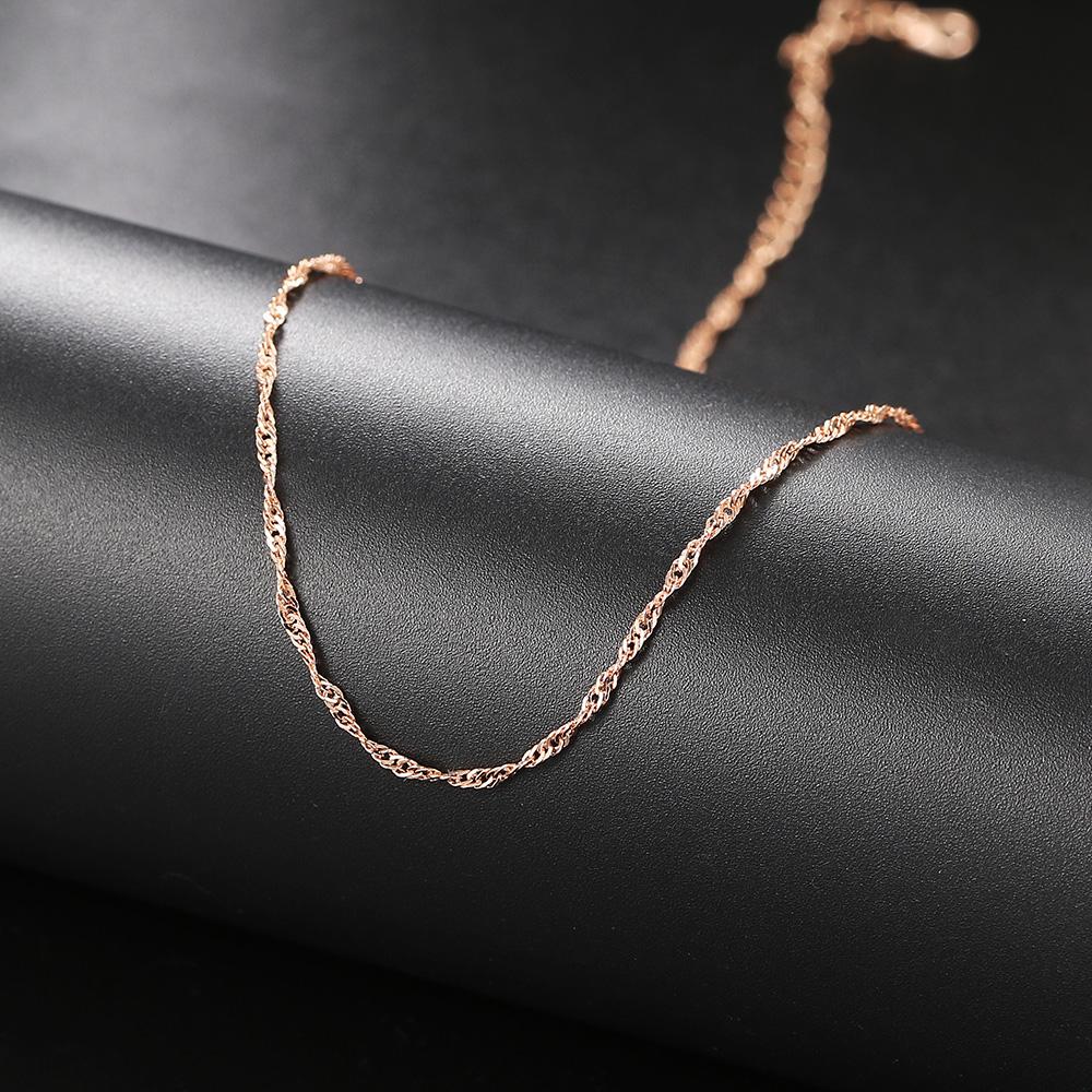 Simple Chain Necklace for Women Gold Water-wave Snake Box Chain Clavicle Choker Jewelry on The Neck C002