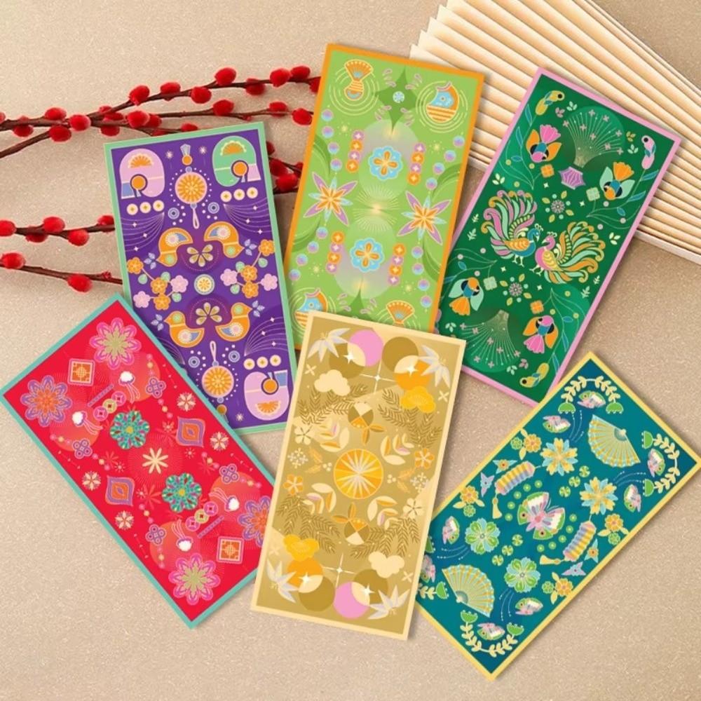 6pcs Cartoon Eid Mubarak Envelopes Elegant Pattern New Year Red Envelopes  Middle East Festival