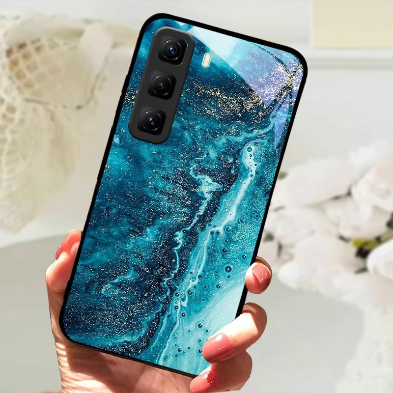 Gehärtetes Glas Case Für Infinix Hot 60 60i Hot60 Pro Plus 60Pro Handy Rückabdeckung Vollständige Abdeckung Linsenschutz Hülle Fundas Etui