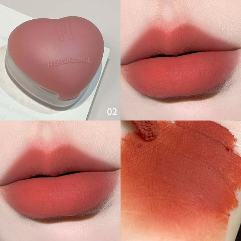 HERORANGE Aftermath Honey Lip and Cheek Mud Matte Soft Mist Dual-Use Lip Tint Cream Blush Long Lasting Velvet Makeup with Brush