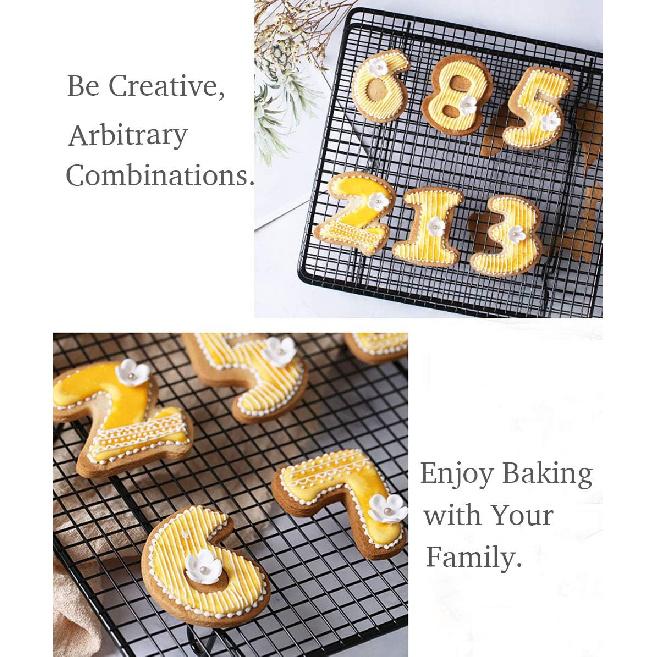 Large Number Cookie Biscuit Cutters Set 3 Inches, 9 Piece Stainless Steel Numbers Cutter Set Tools for Kitchen,Baking