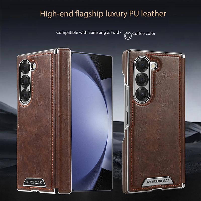 Capa de Telefone de Couro Magnética de Luxo para Negócios para Samsung Galaxy Z Fold 7 6 5 Proteção do Eixo Central à Prova de Choque Para Capa Magsafe