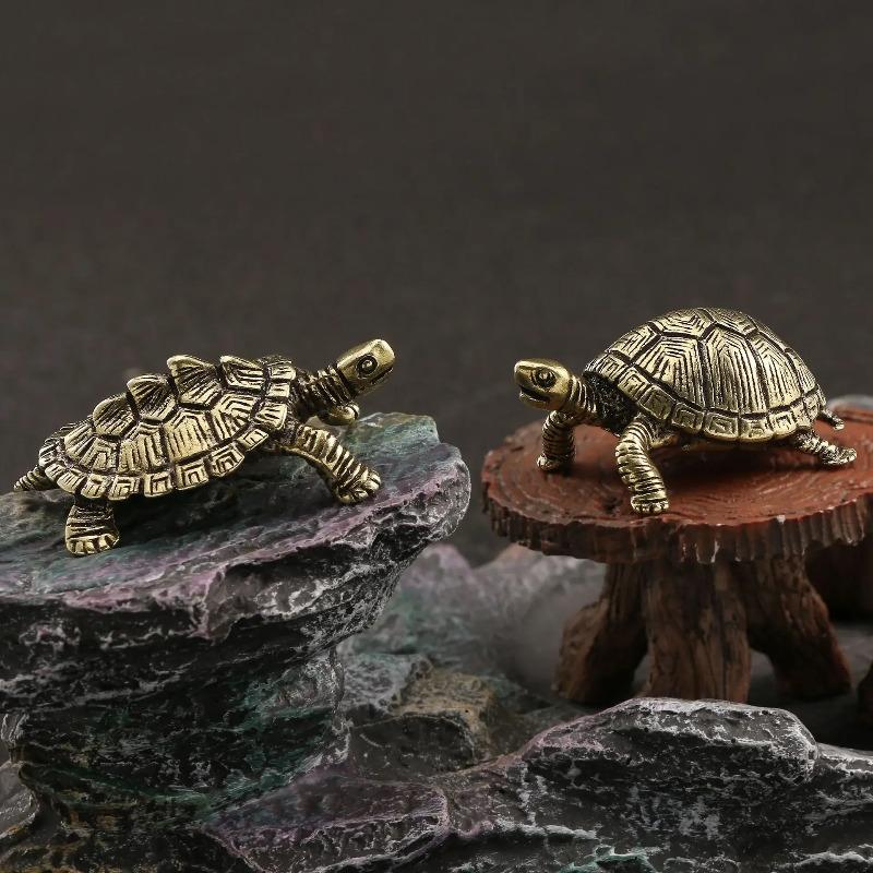 Antique Solid Copper Turtle Brass Ornament Brings Wealth Safety Longevity Marine Organism Animal Metal Figurines Souvenir