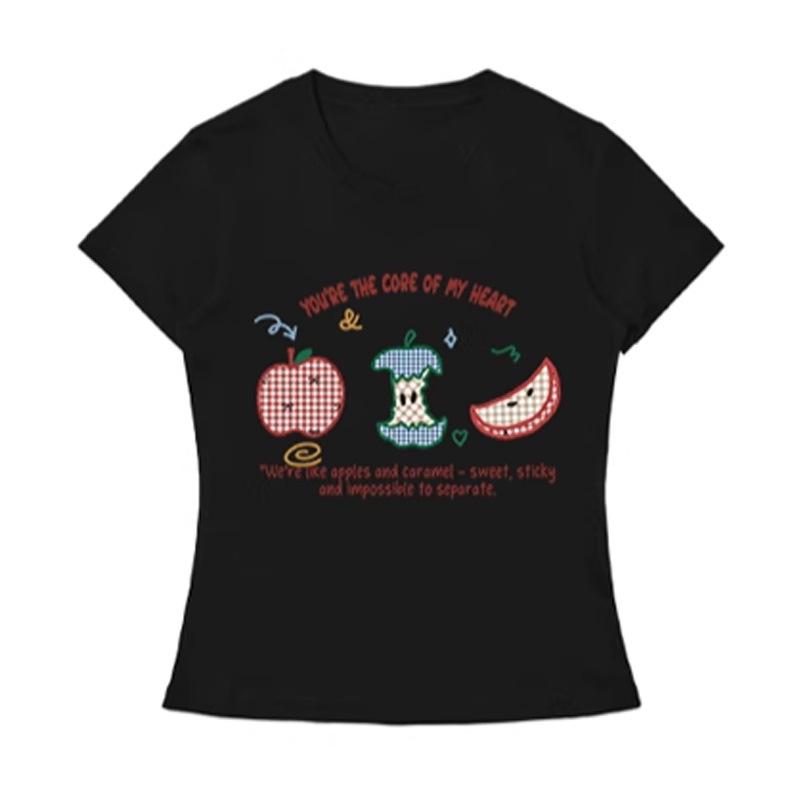 Summer new niche special cartoon sweet couple wear cotton short-sleeved T-shirt casual versatile men's and women's tops