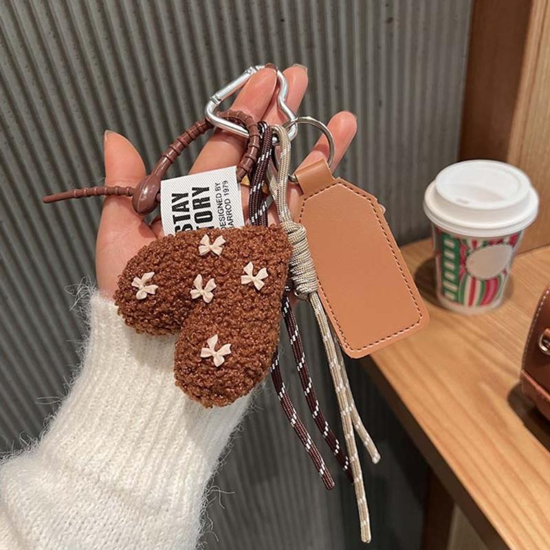 Elegant Charm Sturdy Plush Bowknot Love Keychains Charm Pendant for Trendy Women Bag Pendant and Car Jewelry Gifts