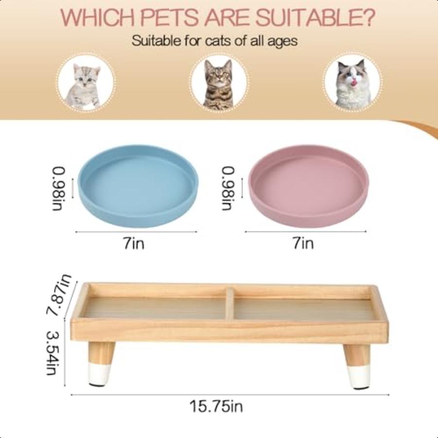 Cat Food Bowls7 Wide Puppy Plates Whisker Fatigue Pet Feeding Dishes Pet Feeding Station for Cats Small Dogs Anti Whisker Fatig