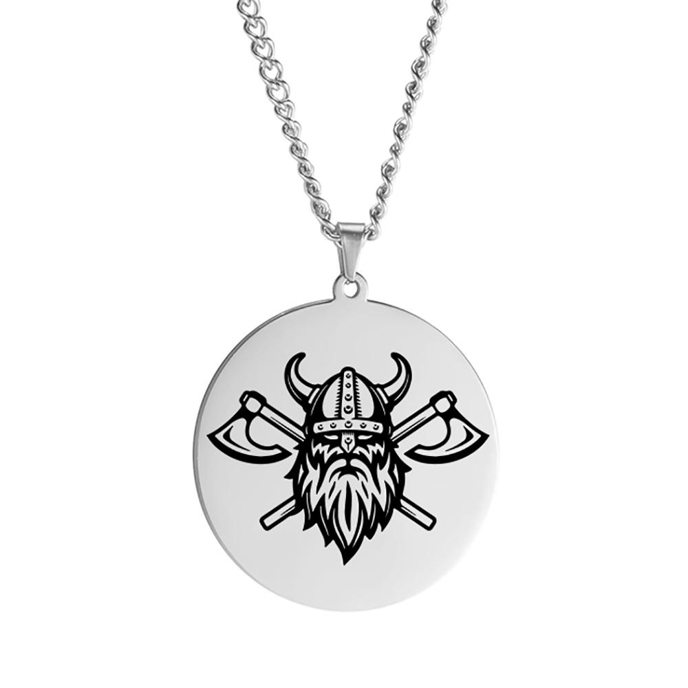 Viking Axe Helmet Pendant Tomahawk Necklace Odin Raven Slavic Amulet Norse Warrior Mythology Stainless Steel Jewelry