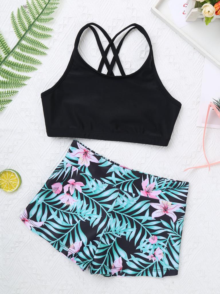 JadeRich Bikini A Due Pezzi Con Top A Maniche Lunghe E Stampa Floreale – Costume Rash Guard Per Donna