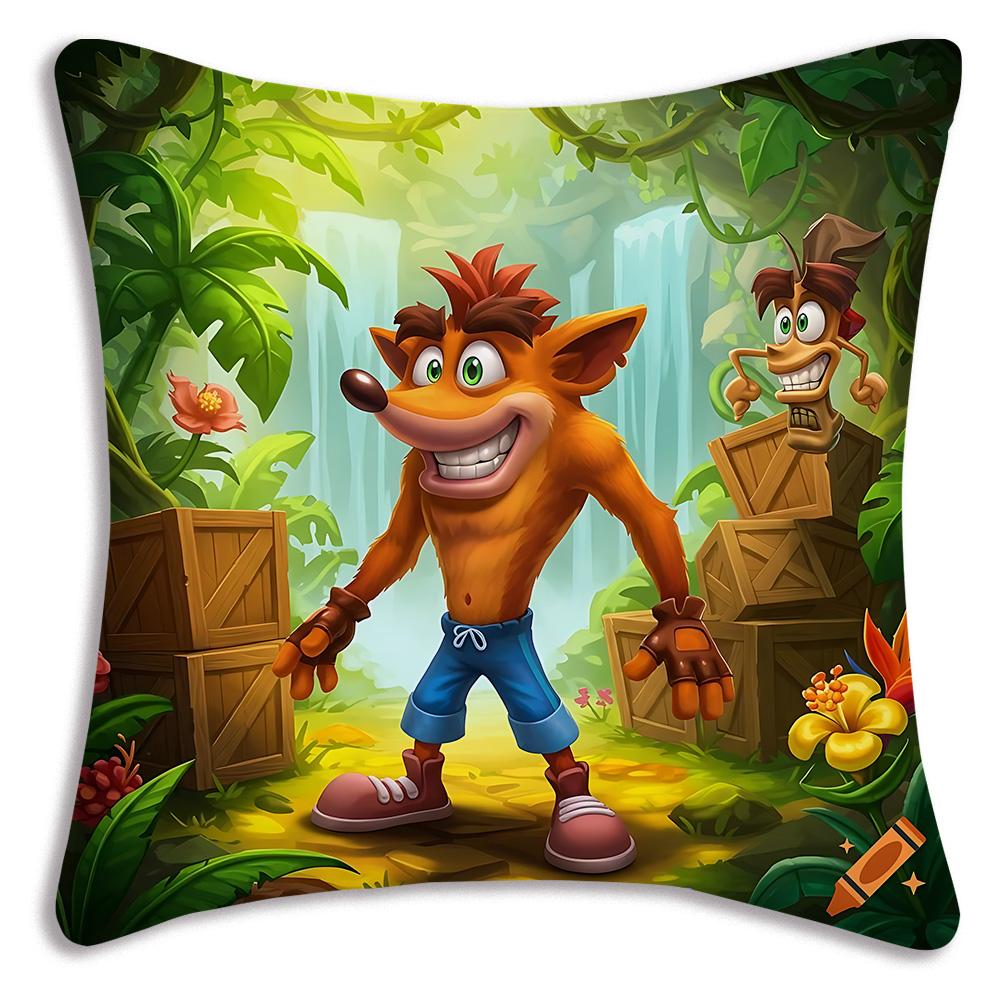 Cartoon Crashs B-Bandicoots Pillow Covers Cartoon Sofa Decorative Home Double-sided Printing Short Plush Cute Cushion Cover
