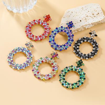 Crystal Earrings Circle Rhinestone Stud Earrings for Women Jewelry