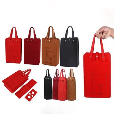 1Pc Double Bottle Felt Wine Tote Bag - Great Load Bearing Handheld Beverage Pouch, Gift Wrap Storage Bag for Wine Packaging