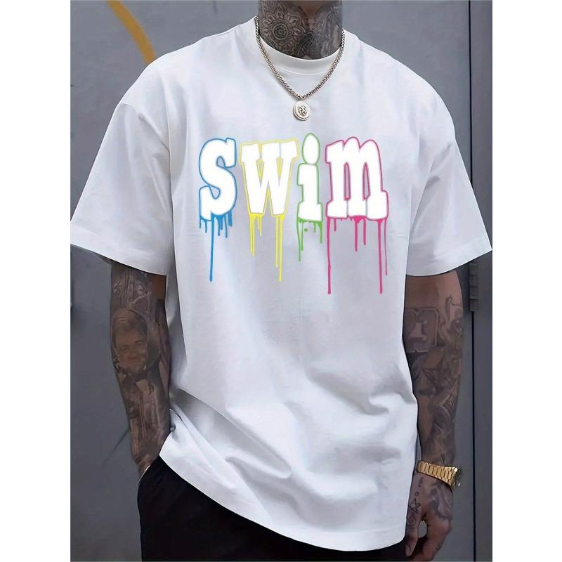 Men's Crew Neck T-Shirt - Casual Short-Sleeve Summer Gym & Beach Wear, Breathable for Training/Running, Machine-Washable , Versatile Travel & Everyday