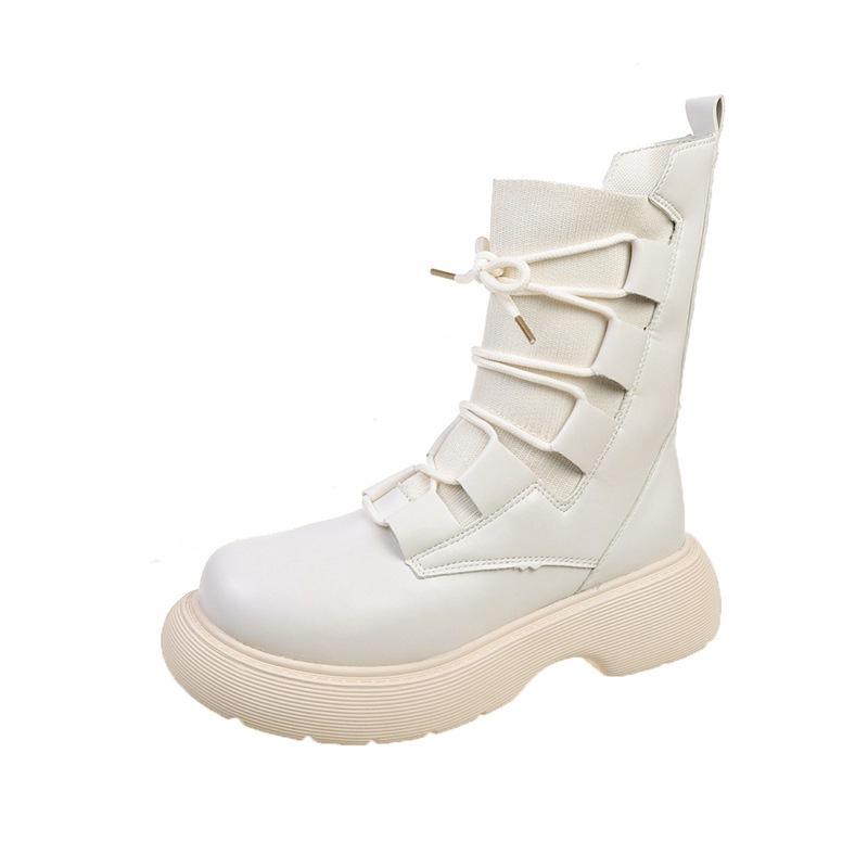 French British Martin boots 2025 new thick-soled autumn single boots elastic fly-woven socks boots thin short boots