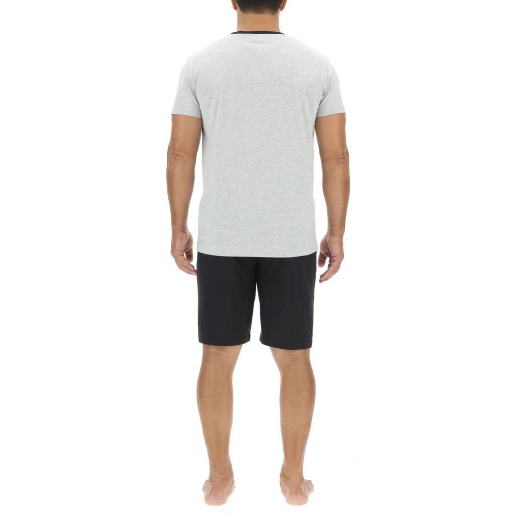 Ensemble Pyjama court homme en coton uni col boutonné & Logo poitrine