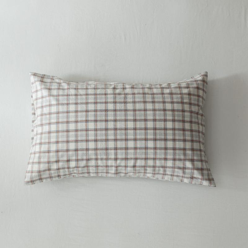 1 Stück 200T Baumwoll-Twill karierter bedruckter Kissenbezug 48 x 74 cm, Kissenhülle für Bett mit Umschlagverschluss, ohne Füllung
