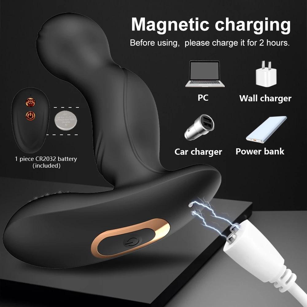 Prostata massasjeapparat Onani Anal Vibrator Butt Plug for Menn Vibrator Anal Plugg G-Spot Stimulere homofile sexleketøy for voksne 18+