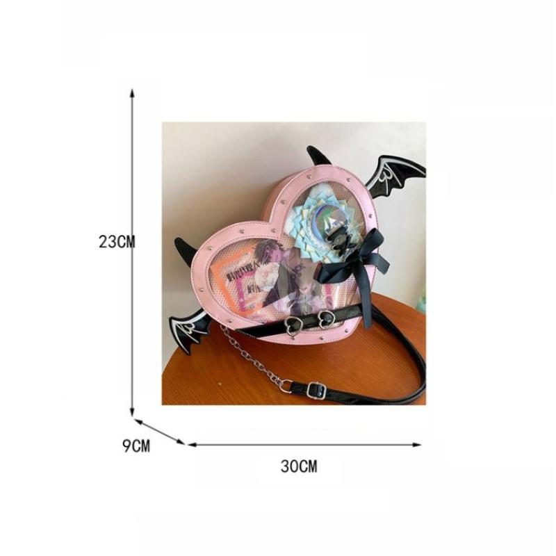 Ulzzang Ita-Tasche für Mädchen Liebesherz-Design Dämonen-Itabag Damen Neu Transparente Umhängetaschen Mädchen JK-Uniform Umhängetasche