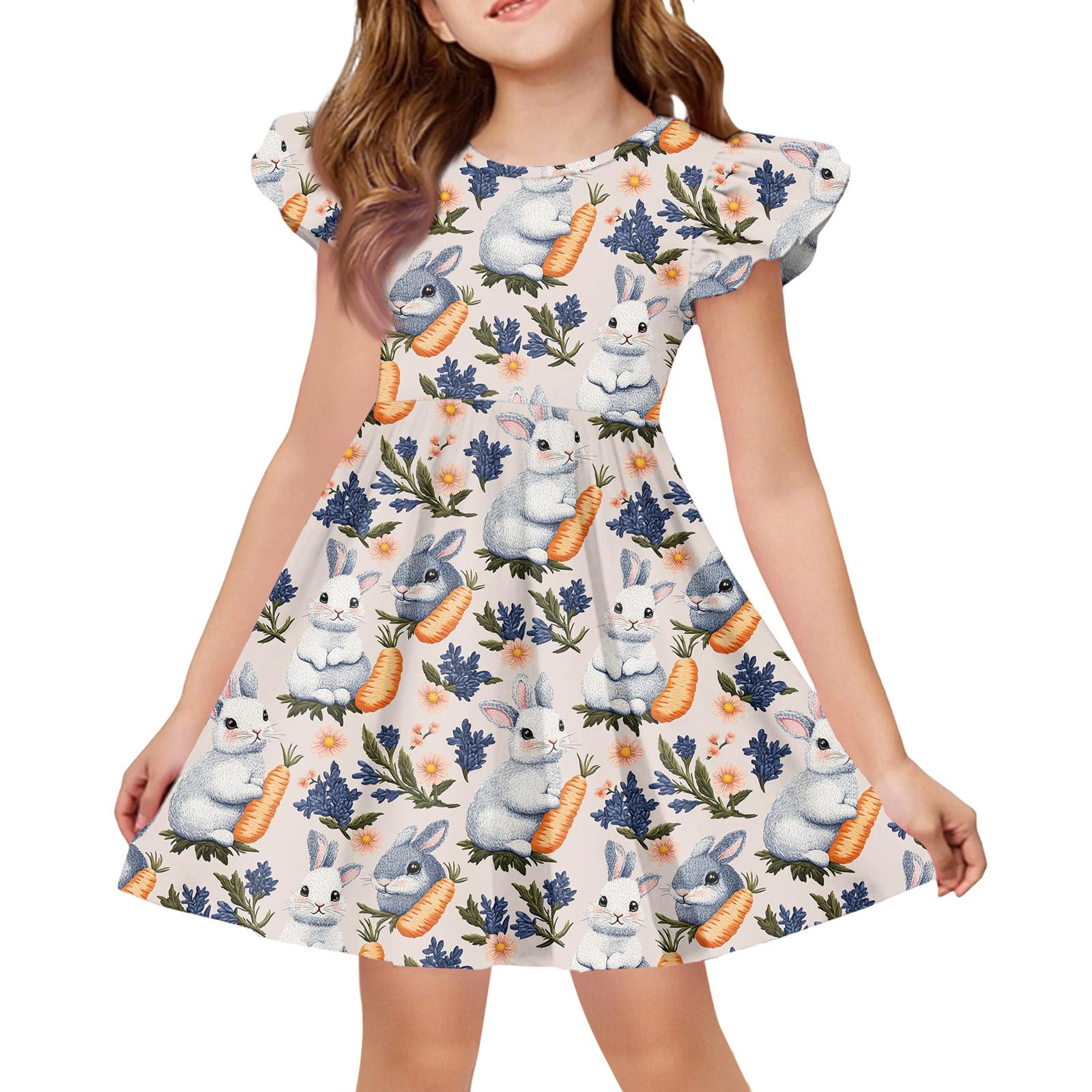 

Летнее платье принцессы для девочек - А-силуэт, футболка, на Пасху 150 бежевый