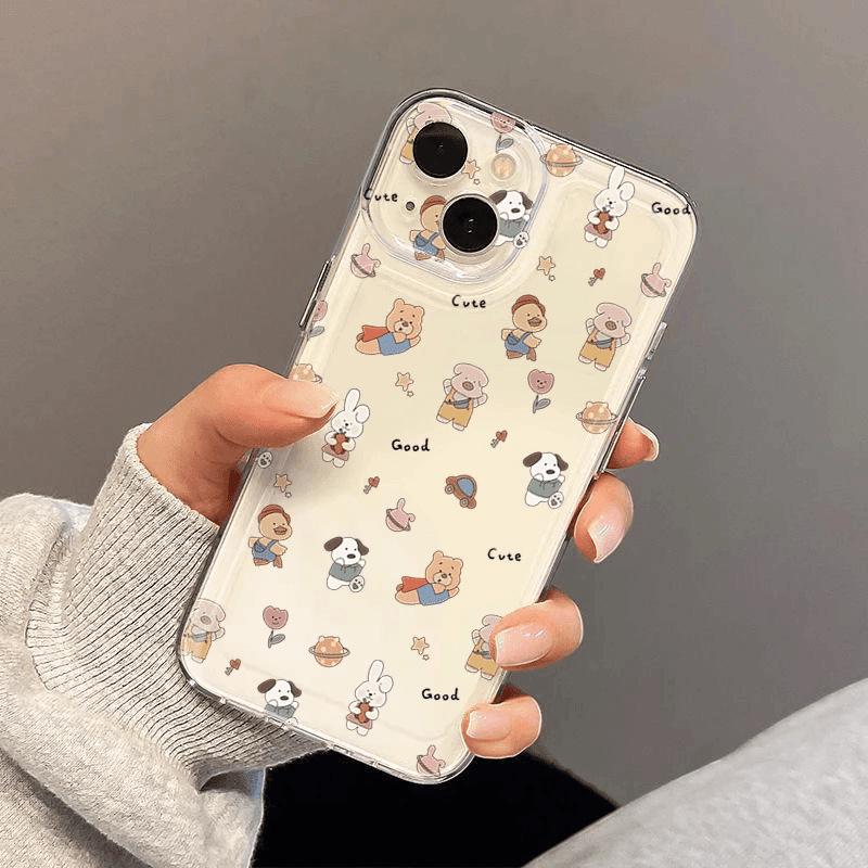 Superman Bear Phone Case for Apple 16 Pro Max, 14, 15, X, XS, 11 Pro - Transparent, Soft, Precise Fit