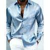 Luxury Men's Satin Long Sleeved Shirt, 3D Printed with Artistic Patterns, Comfortable Casual Vacation Collar Shirt
