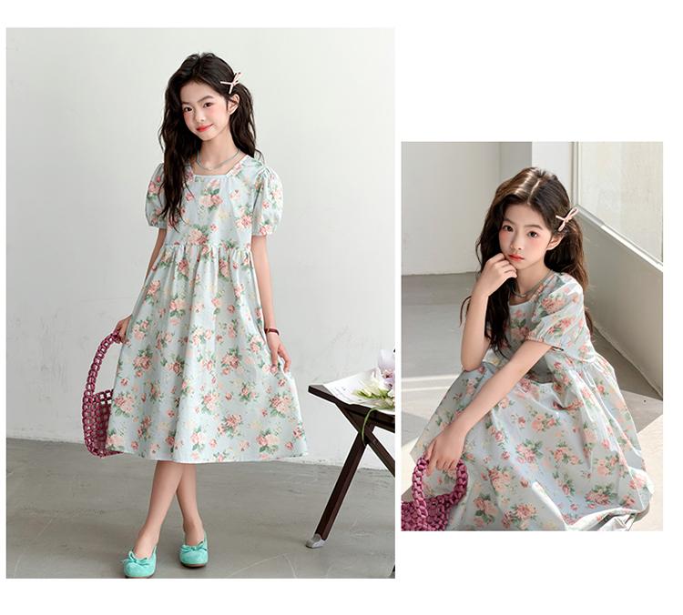 Girls' Summer Thin Children's Dress, Girls' Bubble Short Sleeved Dress, 2026 New Princess Dress Trend