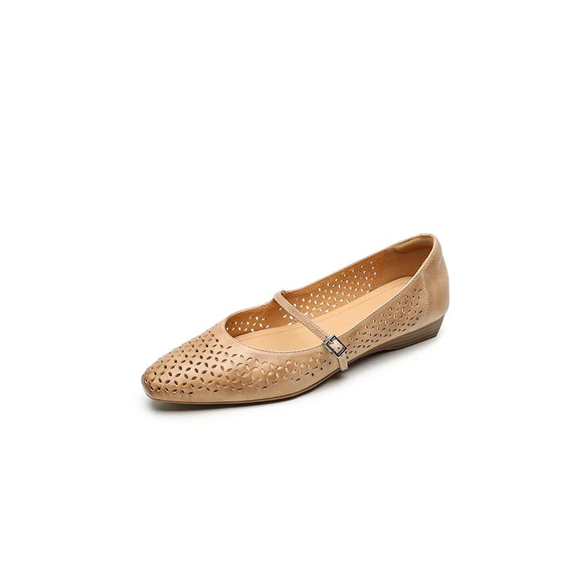 

Мода 2025 Новая летняя женская обувь из коровьей кожи, женские туфли-лодочки с квадратным носком, женская обувь, модная обувь Мэри Джейн с вырезами, обувь на низком каблуке 34 абрикосовый