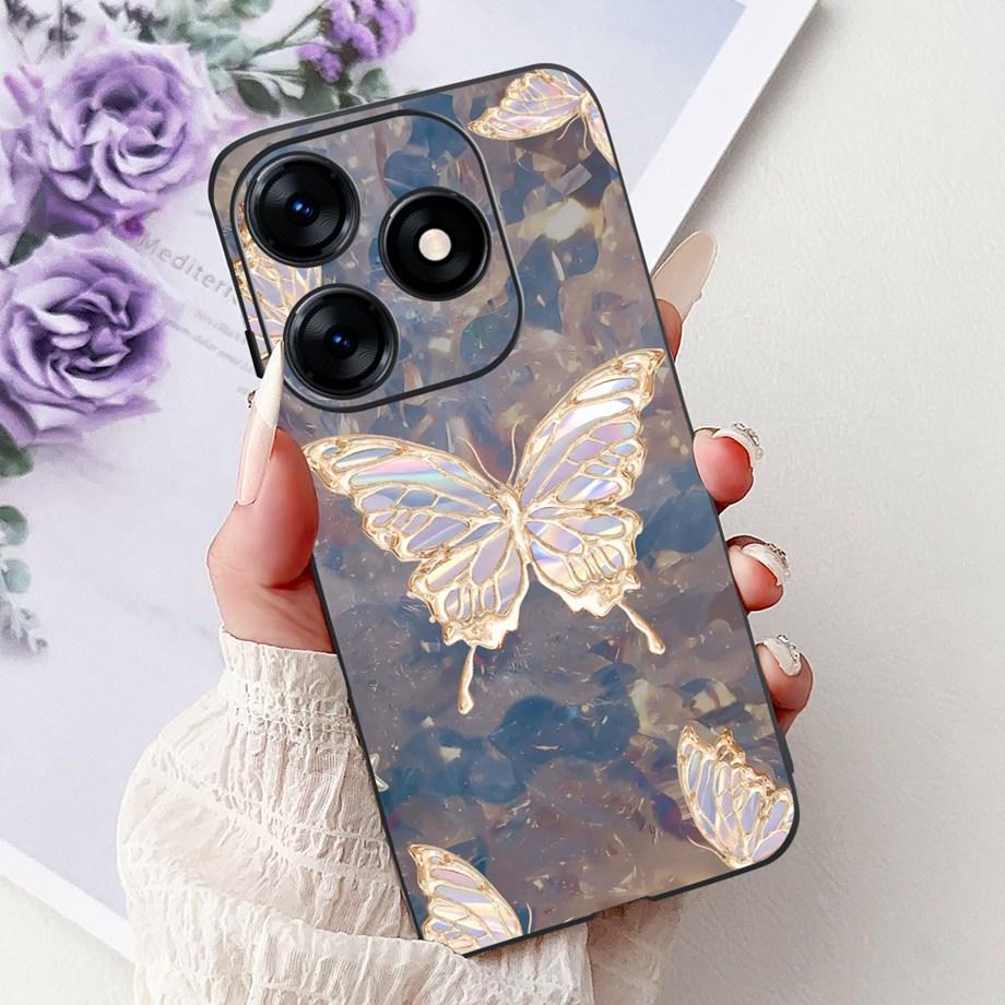 Luxury Matte Silicone Soft Case For Tecno Spark 10c 10 Pro Spark10 4G 5G KI5k KI5q KI7 KI8 Capa Flower Loving Heart Bowknot Etui