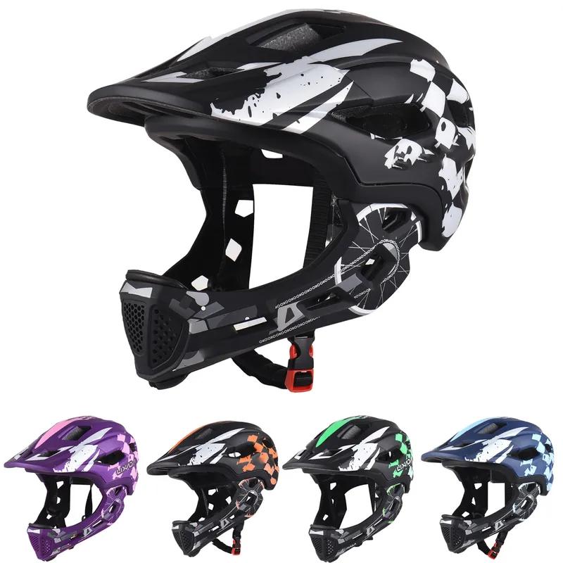 Kids Cycling Bike Helmet Lightweight Detachable Full Face Helmet 54-56cm Adjustable Cycle Helmet for 5-9 Years Old Children