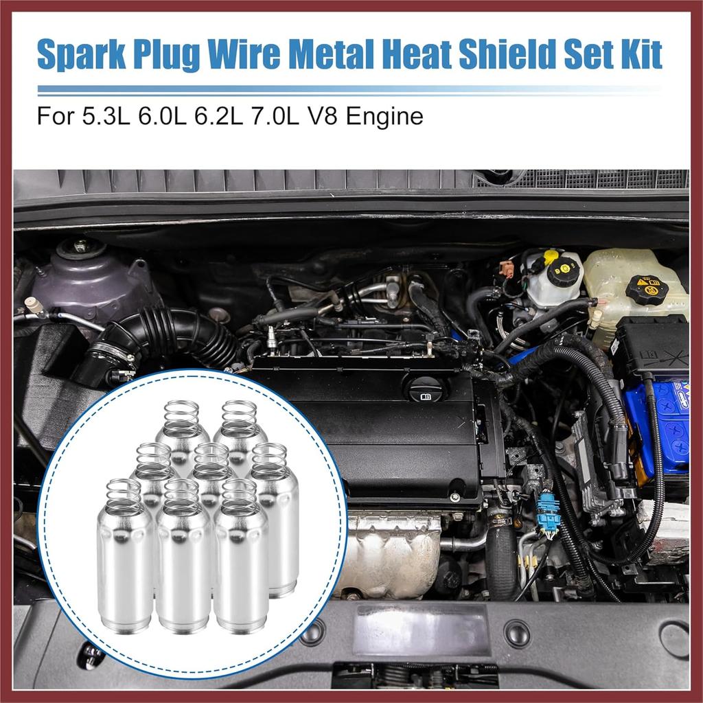 8 Pcs Spark Plug Wire Metal Heat Shield Set for Chevy 4.8L 5.3L 6.0L V8 Engine for GM LS/LT-Series 2004-2019 Ignition Spark Plug Wire Covers,