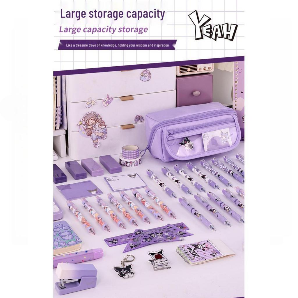Pencil Case, Large Capacity Multi‑layer Zipper Pencil Pouch, Girlish Heart Portable Pen Bag for Elementary Students Teens Girls Women