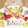 Gioco di infilare la frutta in legno per bambini Giocattoli educativi Gioco interattivo di logica