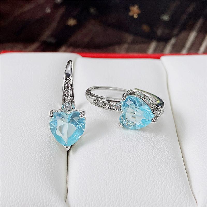 BELLA BOX Eternity Love Earrings For Women Blue CZ Heart Dangle Earrings Wedding Party Elegant Lady's Accessories Classic Jewelry