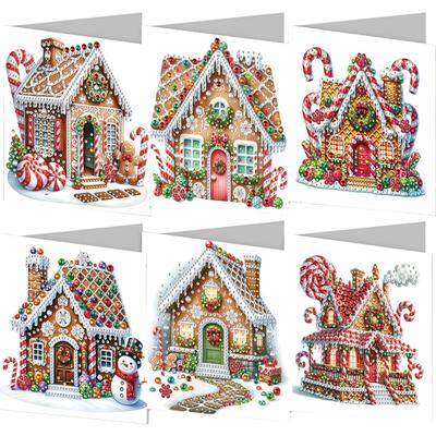 6 Stück DIY Strass Diamantkunst Mosaik Postkarten Weihnachtsdesigns Diamantkunst Grußkarten Dankeskarten und Feiertagssegen