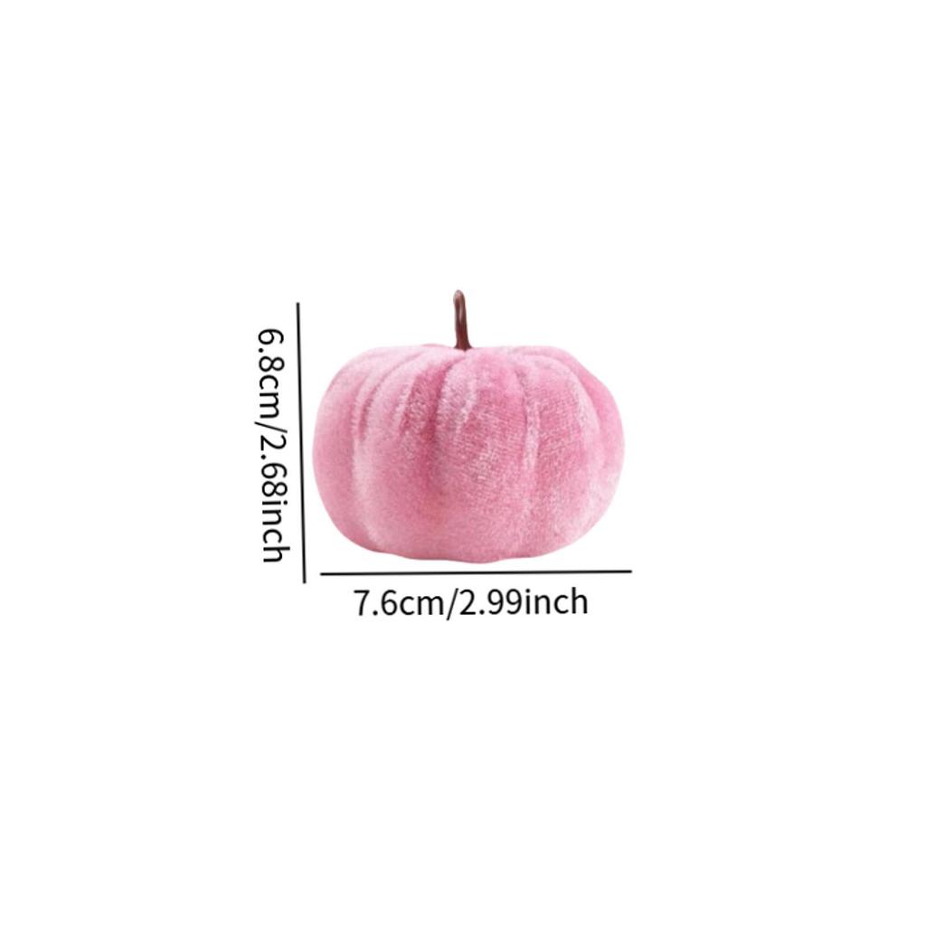 5x Halloween Velvet Pumpkins Pink Fall Autumn Decor Artificial Pumpkin, Halloween Decoration for Wedding Harvest, Farmhouse